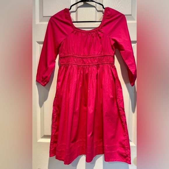 NWT Vineyard Vines Girls Pink Poplin Puff-Sleeve Dress Rhododendron Size Large - Picture 4 of 9